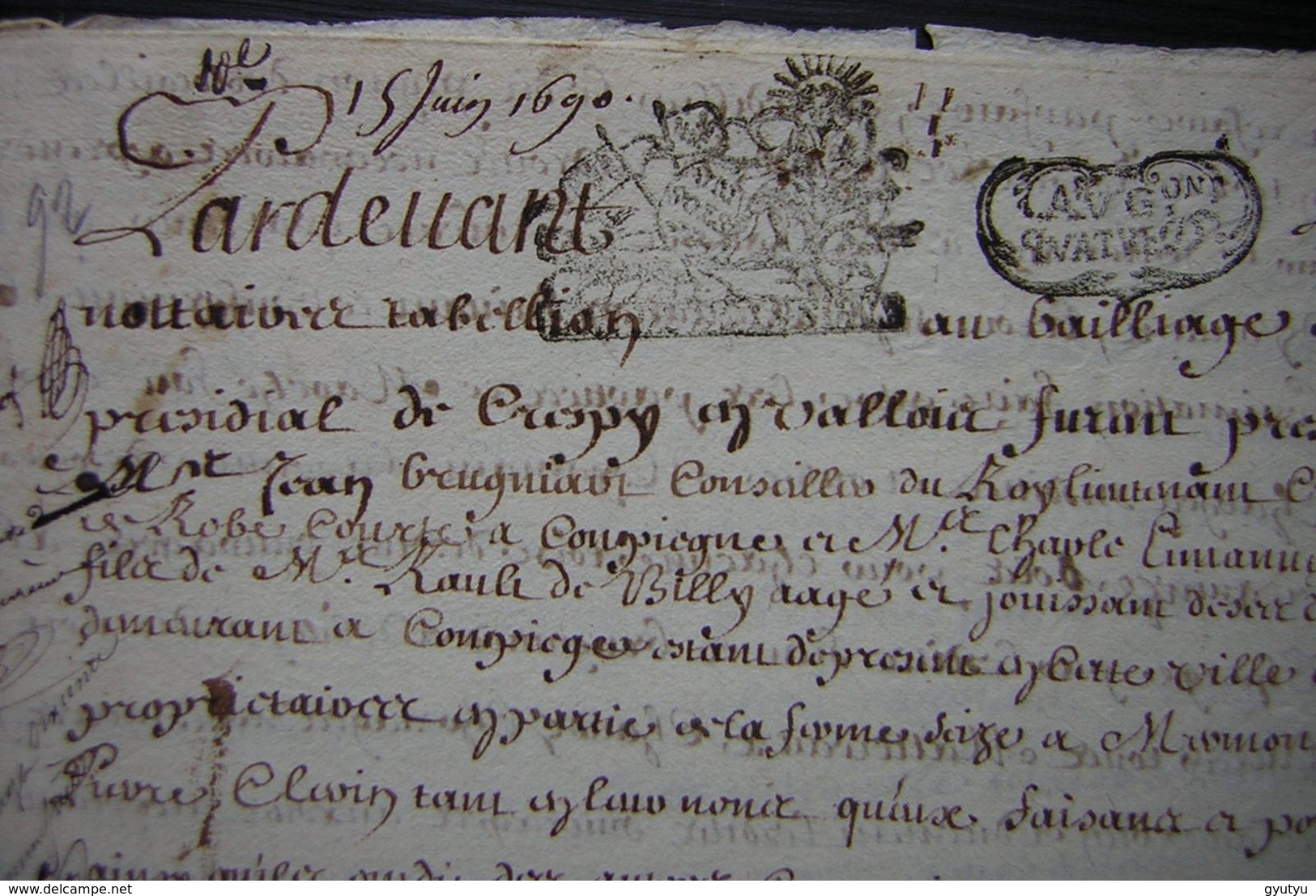 1690 Crépy Convention Entre La Famille De Billy Et Charles Pinson Et Philippe Carendas Maîtres Maçons Ferme De Mermont - Manuscripts