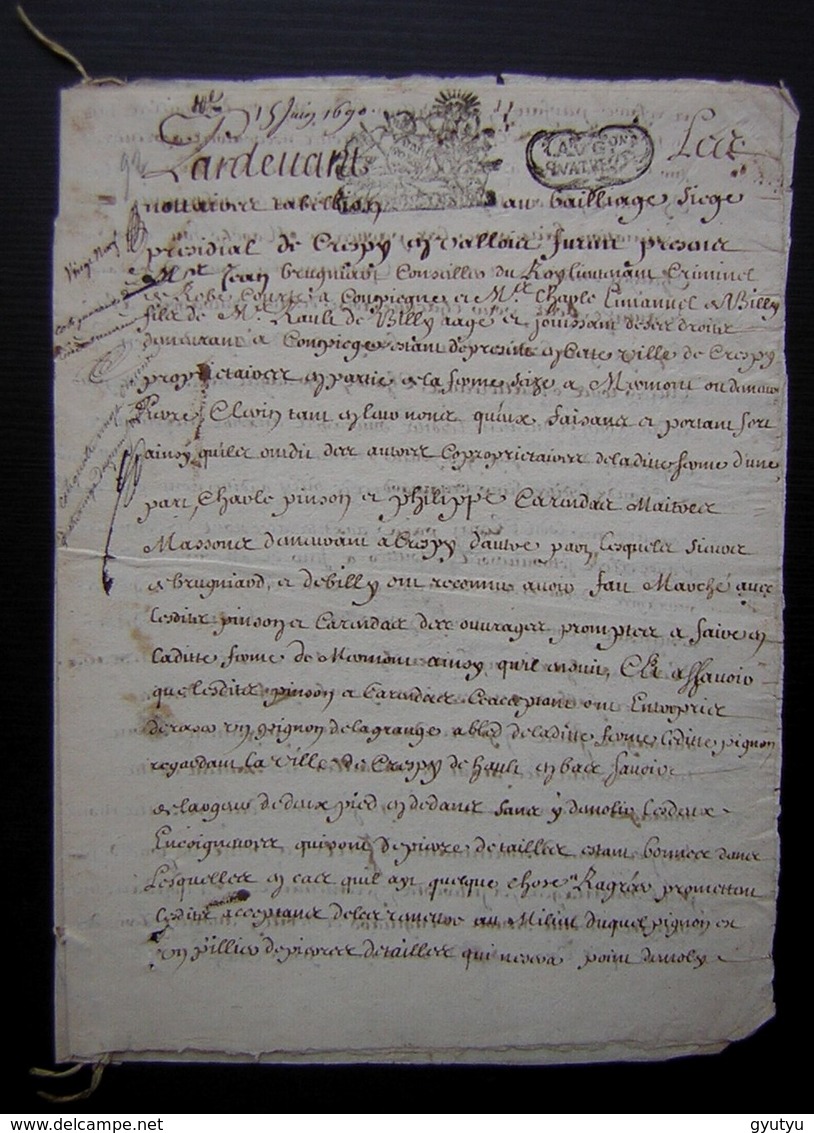 1690 Crépy Convention Entre La Famille De Billy Et Charles Pinson Et Philippe Carendas Maîtres Maçons Ferme De Mermont - Manuscripts