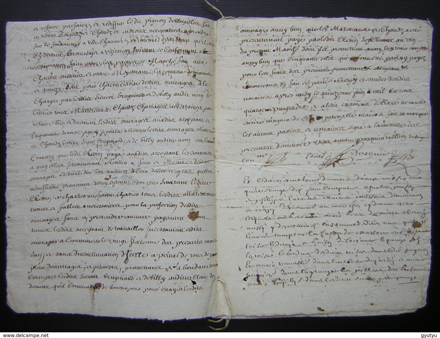 1690 Crépy Convention Entre La Famille De Billy Et Charles Pinson Et Philippe Carendas Maîtres Maçons Ferme De Mermont - Manuscripts