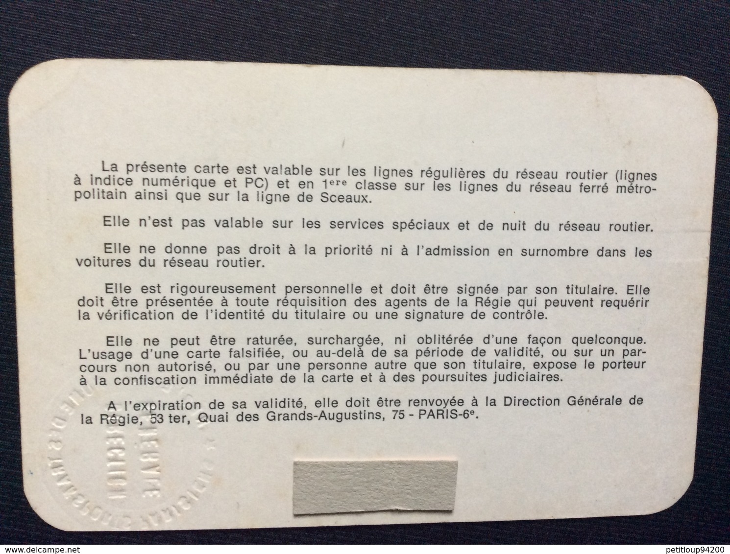 RATP  Carte De Circulation  ANNÉE 1970 - Autres & Non Classés