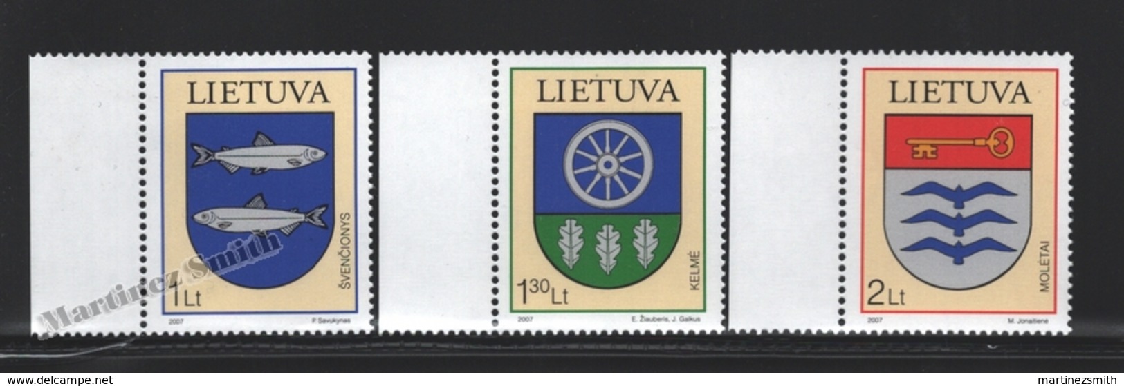 Lituanie – Lithuania – Lituania 2007 Yvert 811-13, Coat Of Arms (XVI) - MNH - Lituania