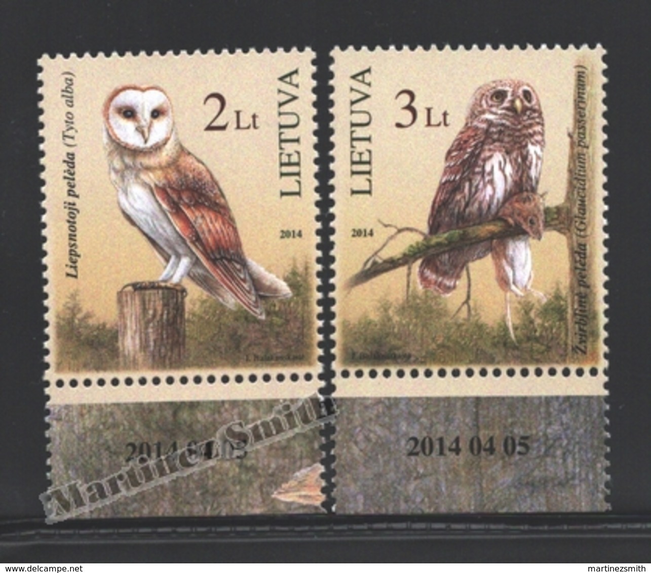 Lituanie – Lithuania – Lituania 2014 Yvert 1011-12, The Red Book, Fauna, Birds, Owls - MNH - Lituania