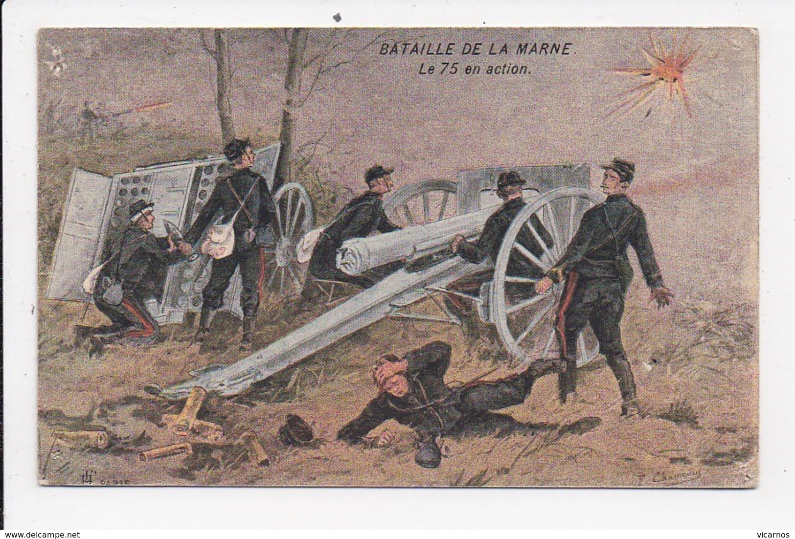 CPA  MILITARIA ILLUSTRATEUR CHAMONIN Bataille De La Marne Le 75 En Action - Kauffmann, Paul