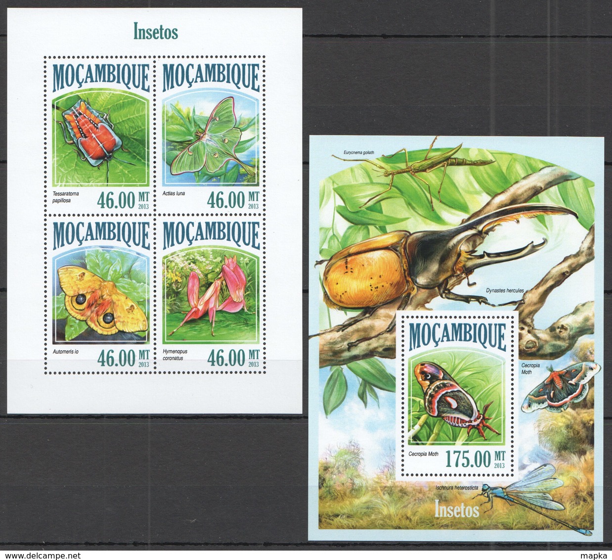 ST2500 2013 MOZAMBIQUE MOCAMBIQUE FLORA & FAUNA INSECTS & BUTTERFLIES INSETOS KB+BL MNH - Altri & Non Classificati