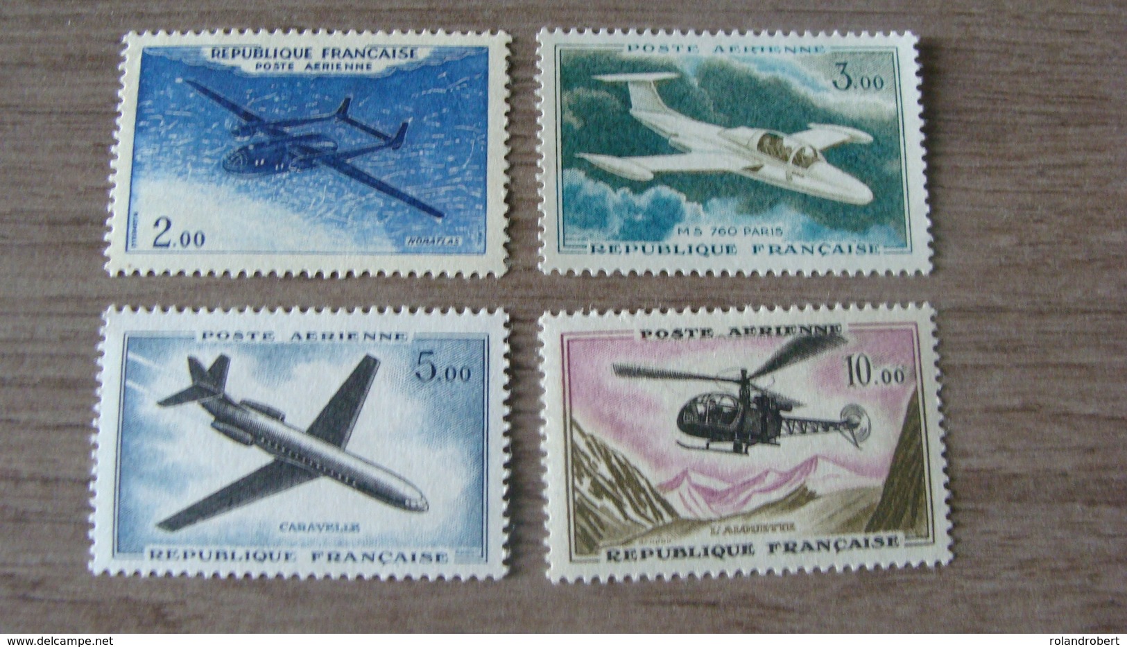 Aviation - Noratlas" / Morane-Saulnier 760"Paris" / Caravelle  / Alouette - 4 Timbres N° 38 à 41 Année 1960-64 Neufs** - 1927-1959 Nuovi