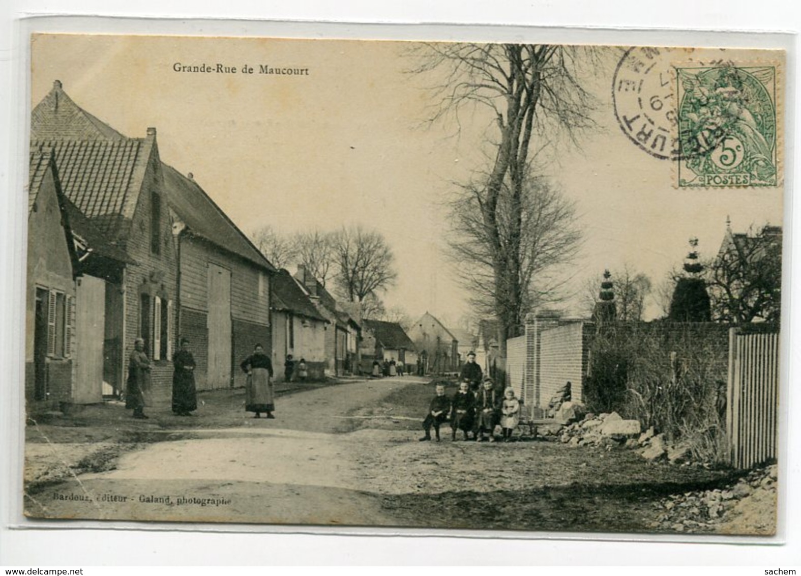 80 MAUCOURT Carte RARE Grande Rue Et Ses Villageois 1907 Timb - Edit Bardoux Galand Photographie     D11 2019 - Sonstige & Ohne Zuordnung