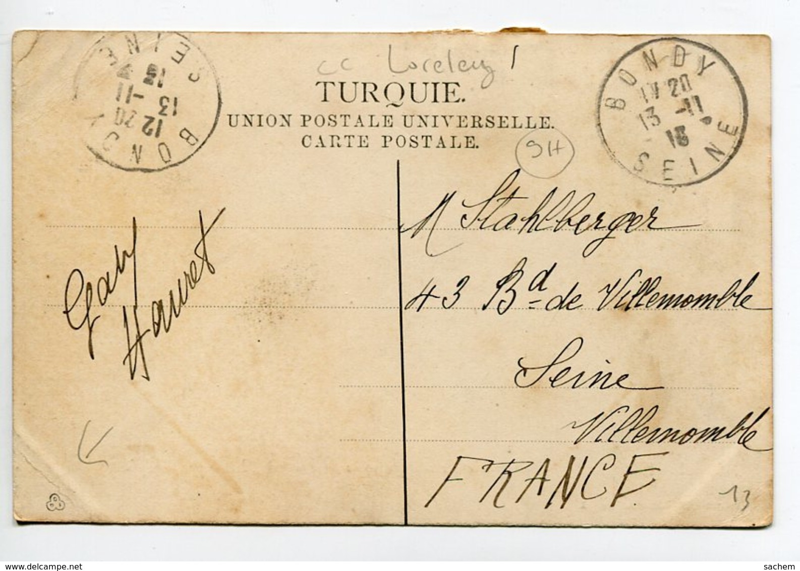 TURQUIE  CONSTANTINOPLE  THERAPIA Et Bateau Stationnaire Allemand LORELEY No 27 Zellich Editeur  1916  D11  2019 - Türkei