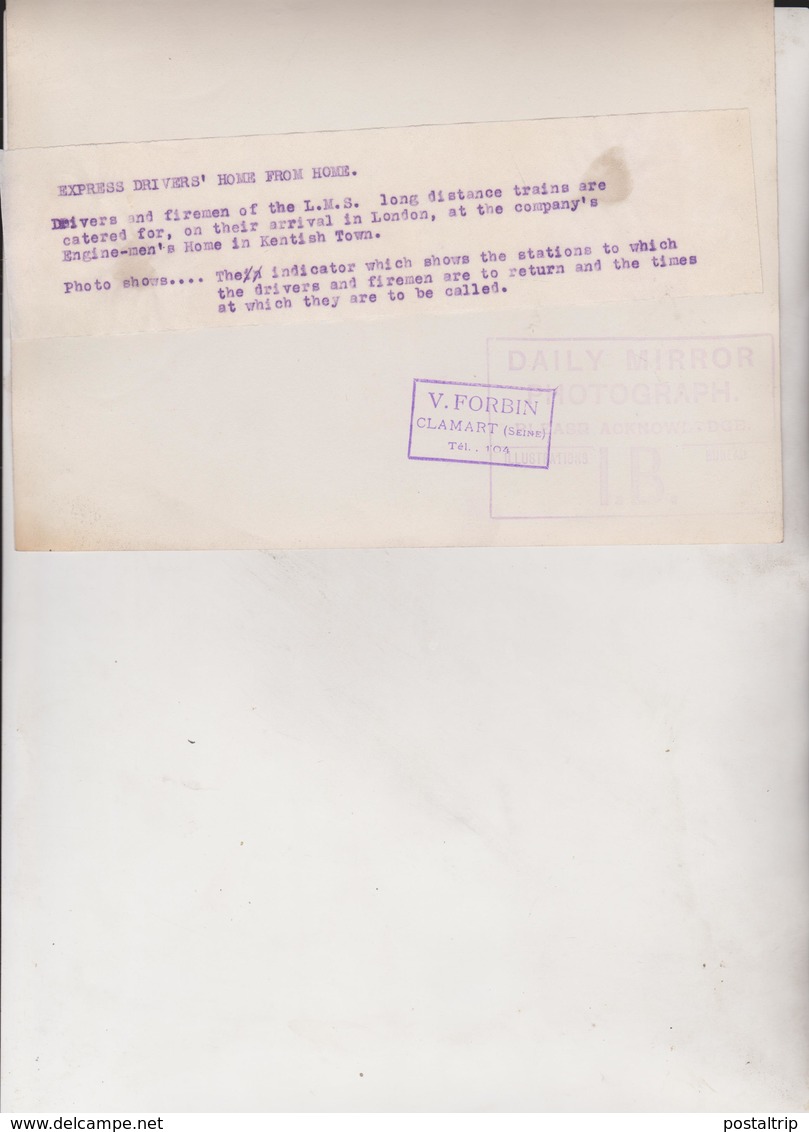 EXPRESS DRIVERS HOME FIREMAN LMS LONG DISTANCE TRAINS LONDON KENT ISH TOWN   20*15CM Fonds Victor FORBIN 1864-1947 - Trenes