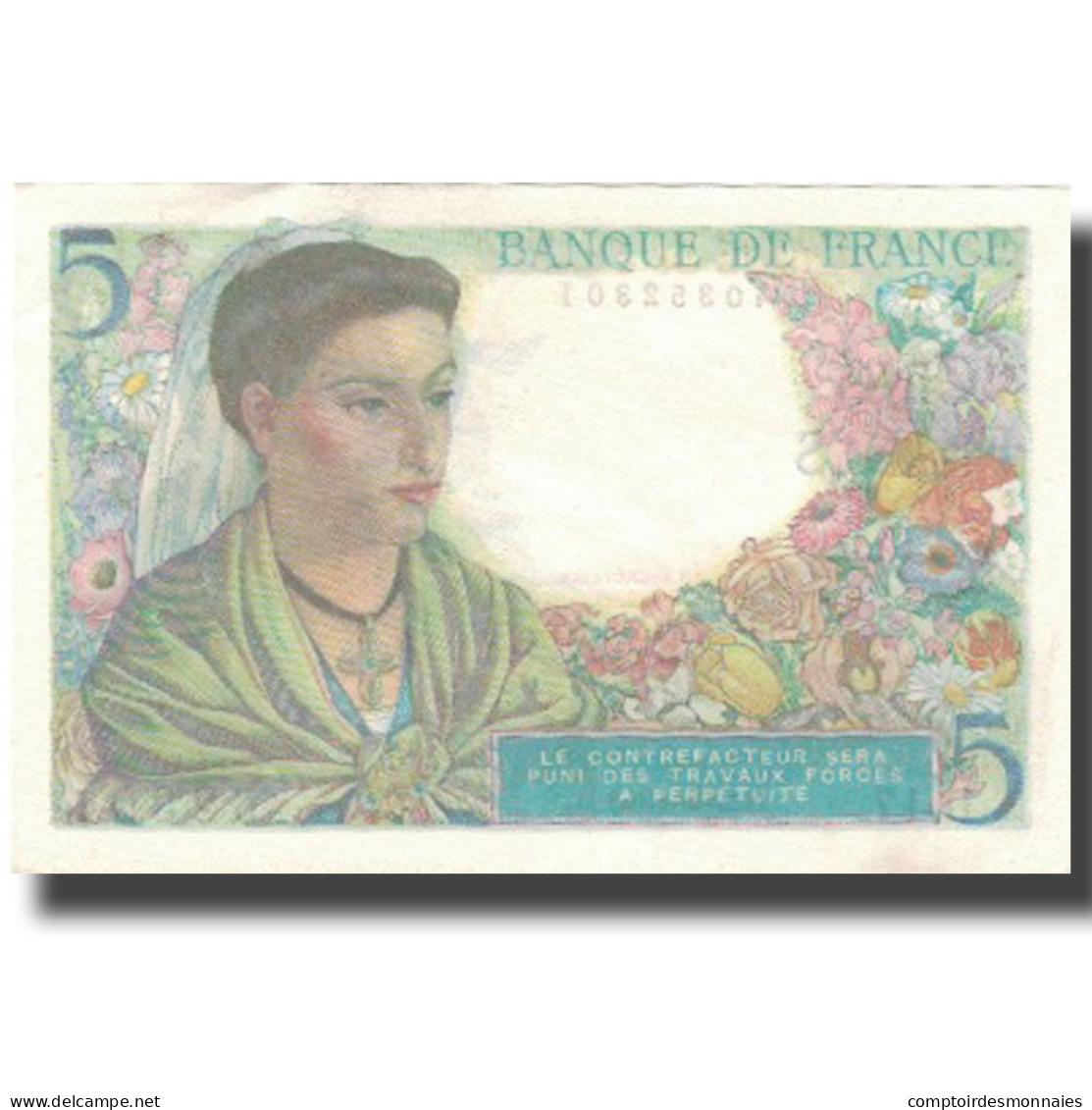 France, 5 Francs, Berger, 1943, 1943-06-02, SPL, Fayette:5.1, KM:98a - 5 F 1943-1947 ''Berger''