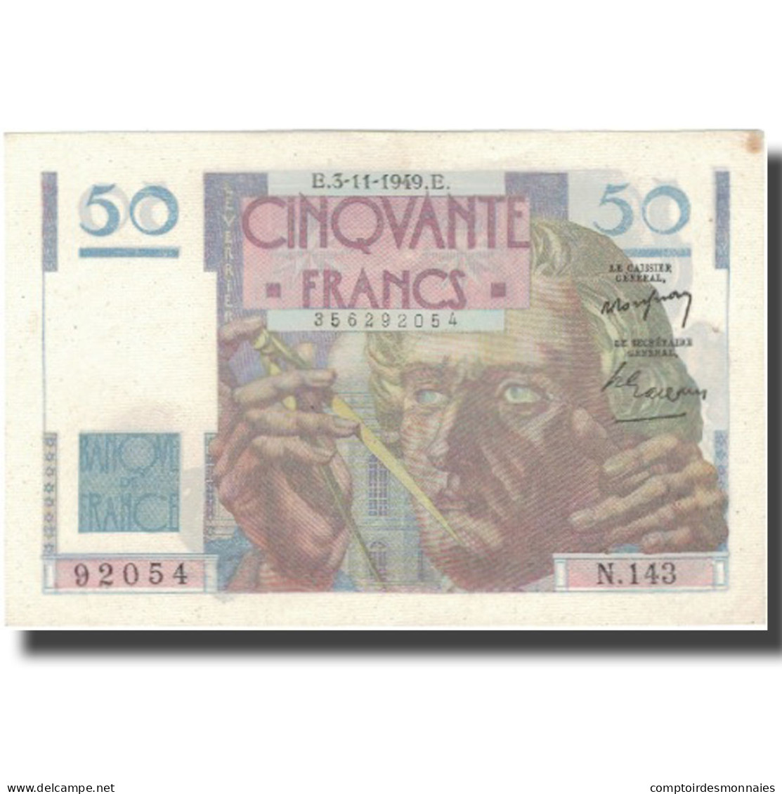 France, 50 Francs, Le Verrier, 1949, 1949-11-03, SUP, Fayette:20.13, KM:127b - 50 F 1946-1951 ''Le Verrier''