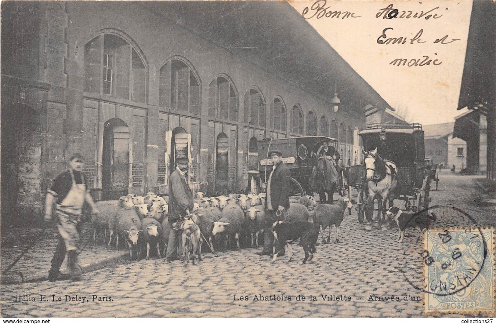 75019-PARIS-LES ABATTOIRS DE LA VILETTE- ARRIVEE D'UN TROUPEAU DE MOUTONS - Arrondissement: 19