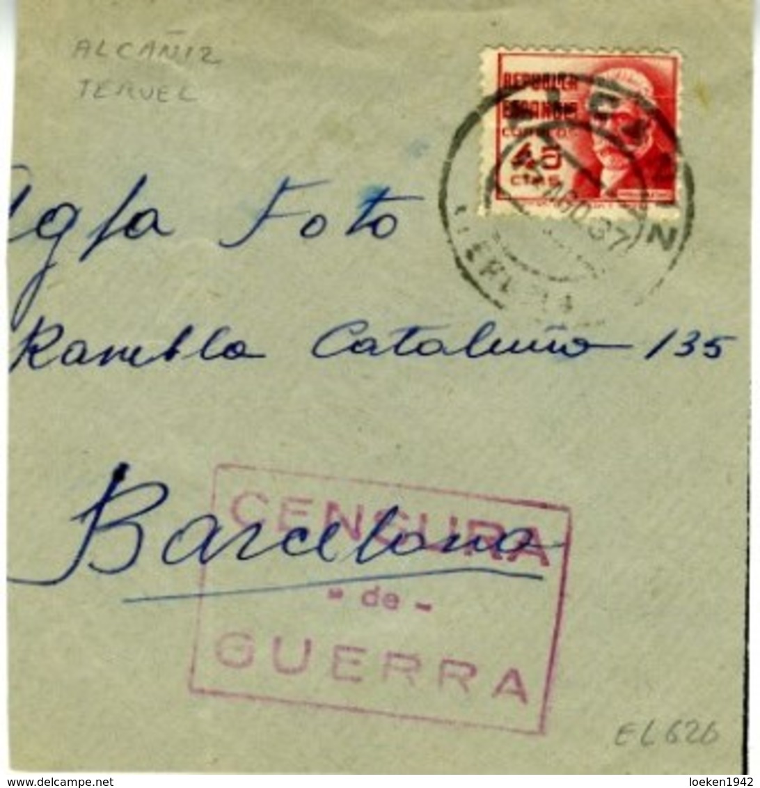 1937 ALCANIZ  CENSURA DE GUERRA  Fragmento   EL626 - Cartas & Documentos