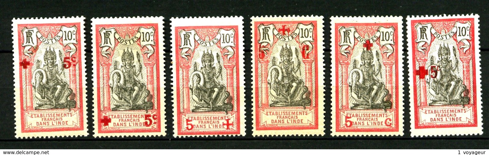 INDE FRANCAISE - 43 à 48 - 6 Valeurs Croix-Rouge - Neufs N* - Très Beaux (petits Amincis Verso Du 47) - Unused Stamps