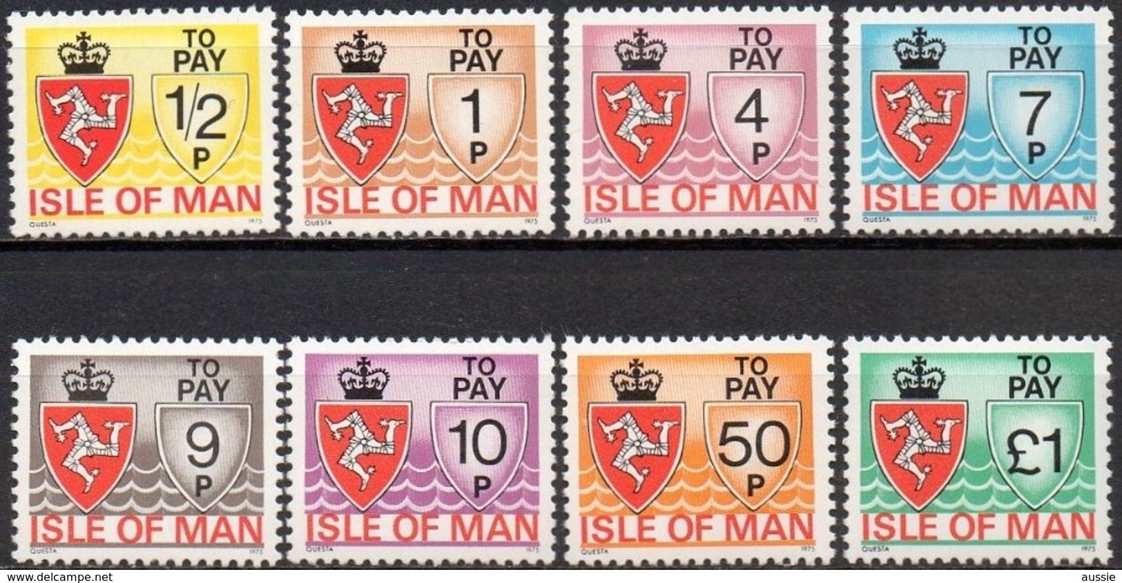 Île De Man 1975 Yvertn°  Timbres-taxe 17-24 *** MNH Cote 8 € - Man (Ile De)