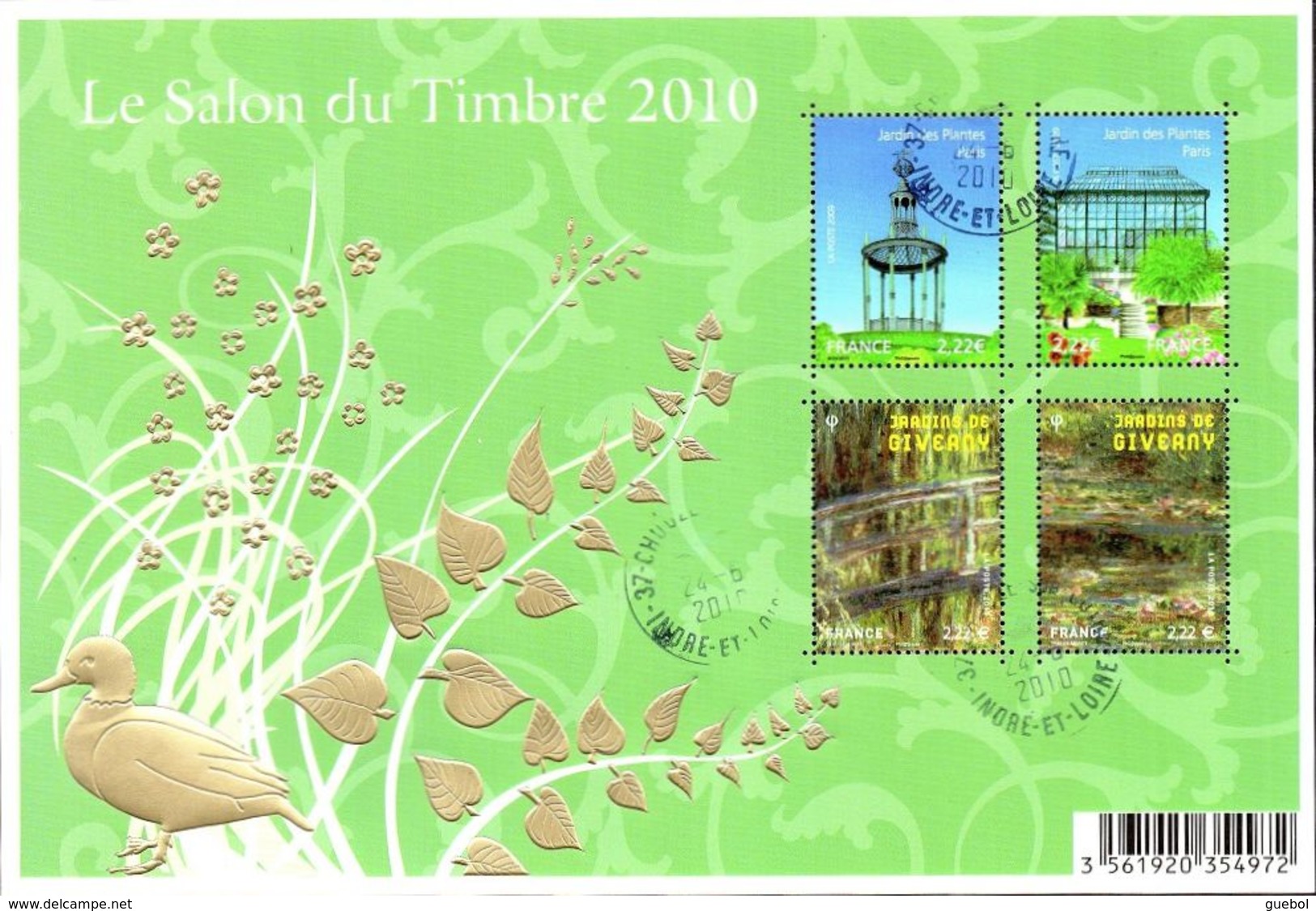 France Oblitération Cachet à Date BF N° 130 ( 4483 Et 4485 + 4479 Et 4480) Salon 2010, Jardin Des Plantes Et Giverny - Oblitérés