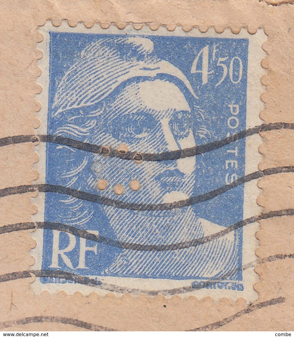 LETTRE 1947. GANDON 4,50Fr PERFORÉ + CACHET OVAL ZU/470 - 1921-1960: Période Moderne