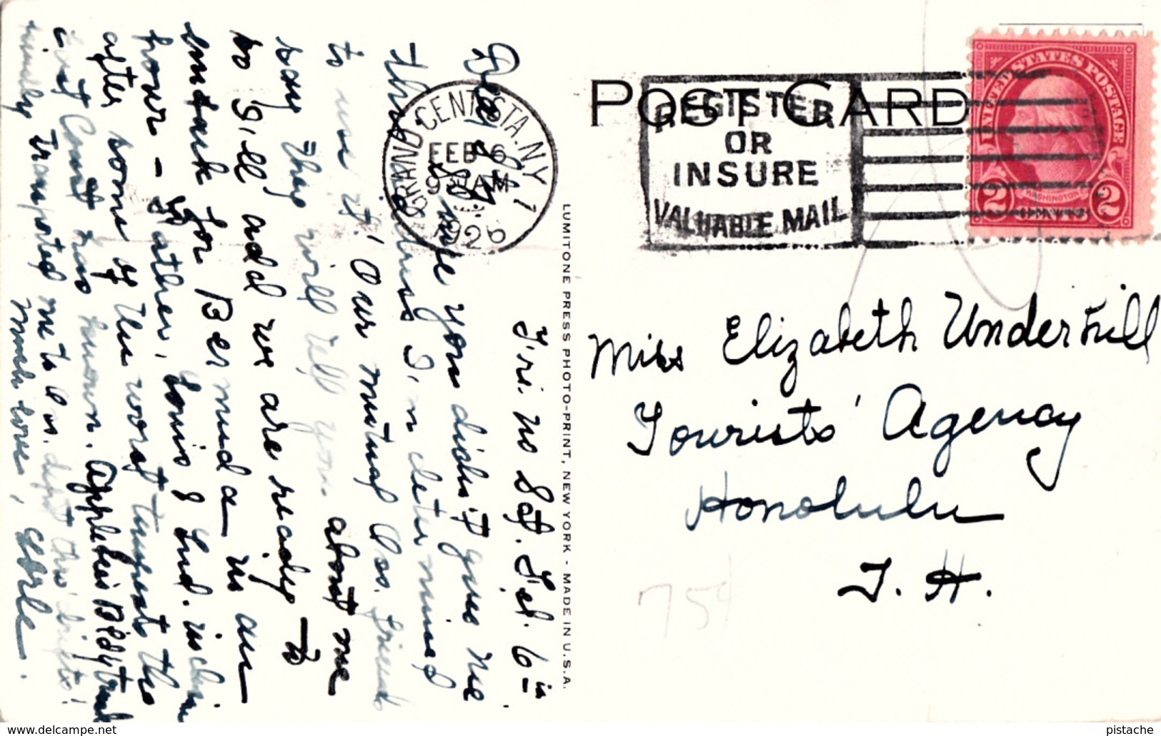 New York City - Hotel Commodore - Grand Central Terminal - Canceled 1926 - Stamp + Postmark - 2 Scans - Other & Unclassified