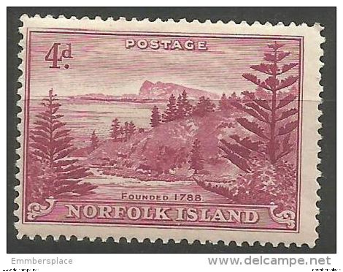 Norfolk Island - 1947 Ball Bay 4d  MH *  SG 7 Sc 7 - Norfolk Island