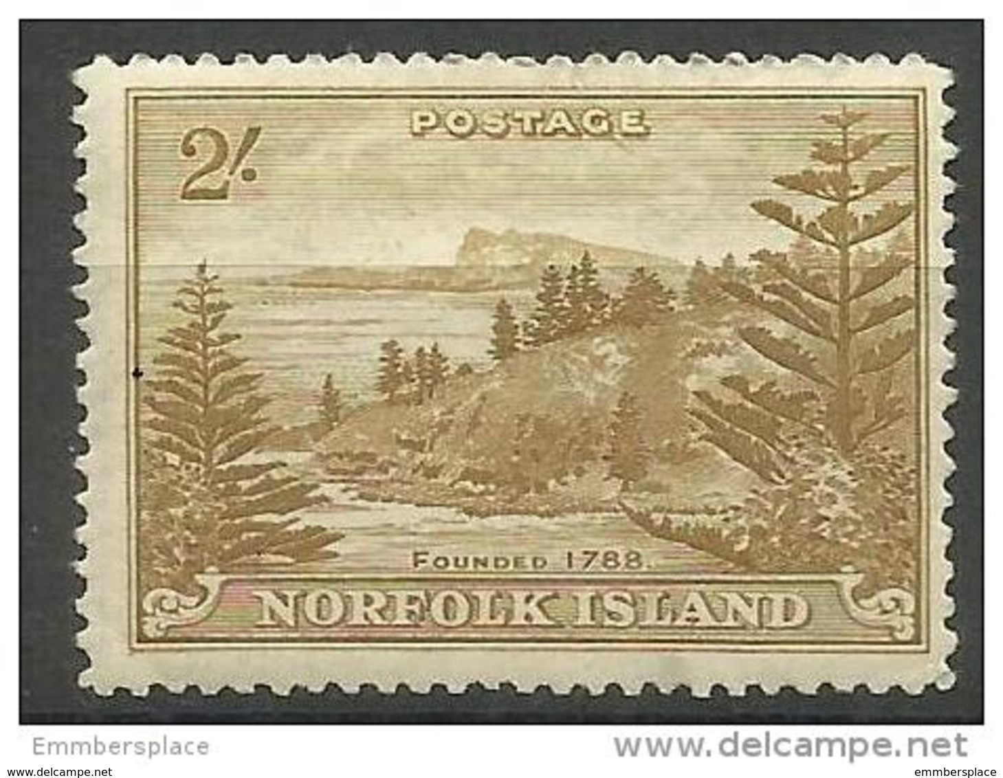 Norfolk Island - 1947 Ball Bay 2s Yellow-bistre MH *  SG 12 Sc 12 - Norfolk Island