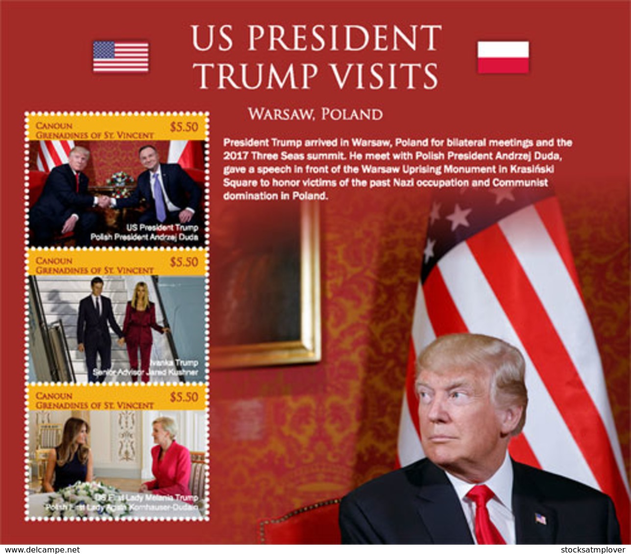 Canouan  Grenadines Of St. Vincent 2018 U.S. PRESIDENT TRUMP VISITS POLAND  I201901 - St.Vincent Und Die Grenadinen