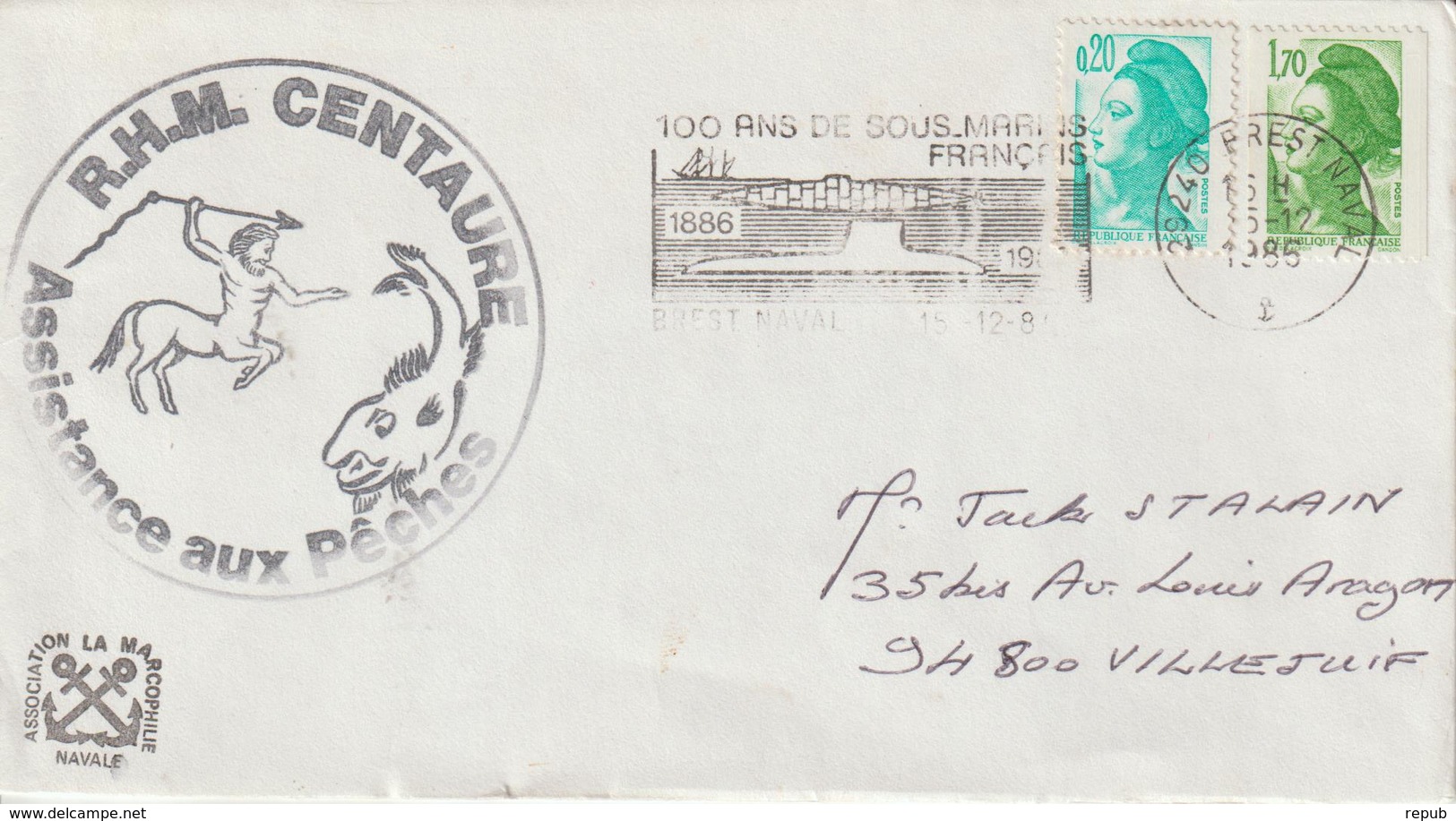 France RHM Centaure Brest 1985 - Posta Marittima