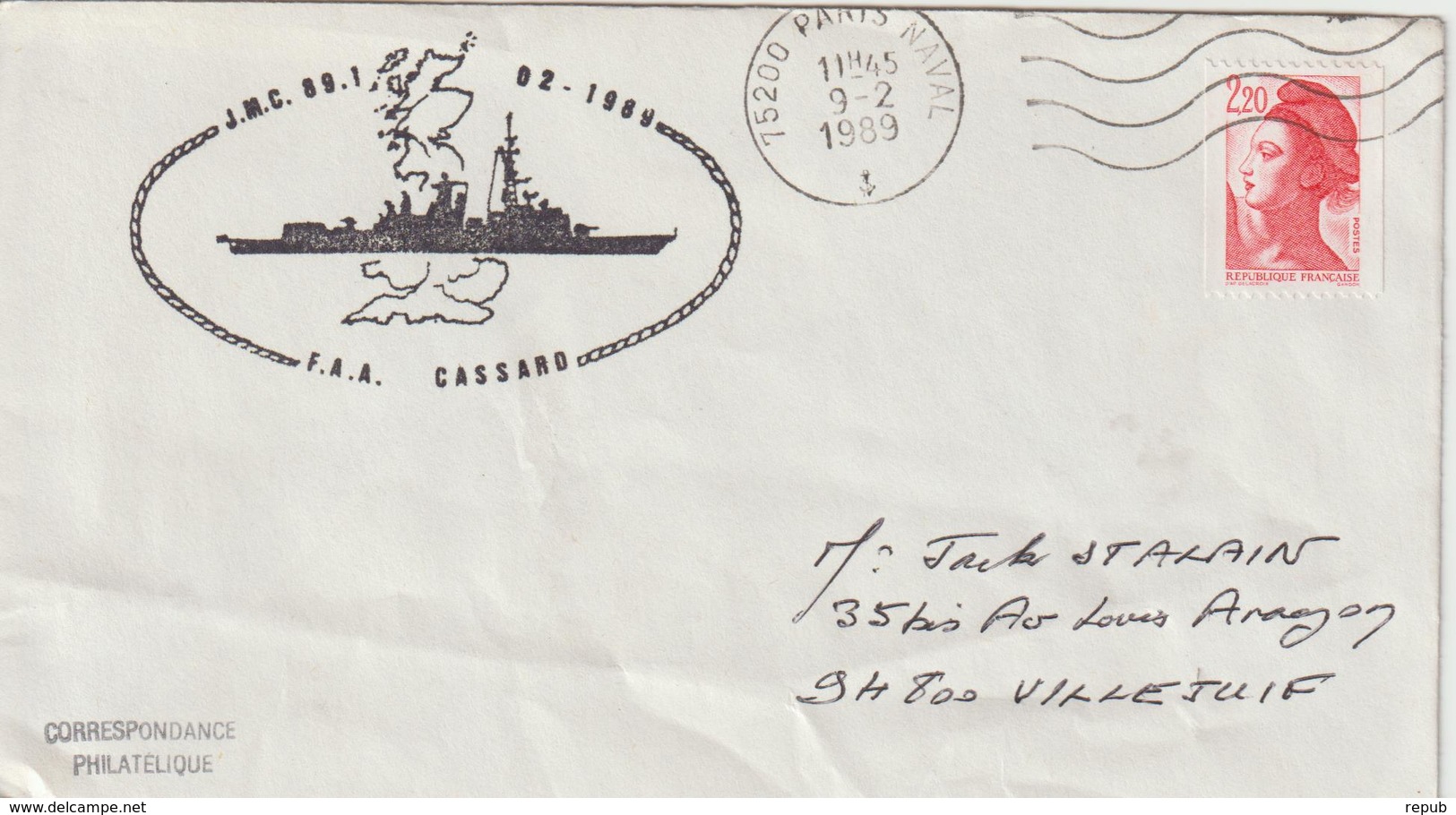 France FAA Cassard Paris Naval 1989 - Naval Post