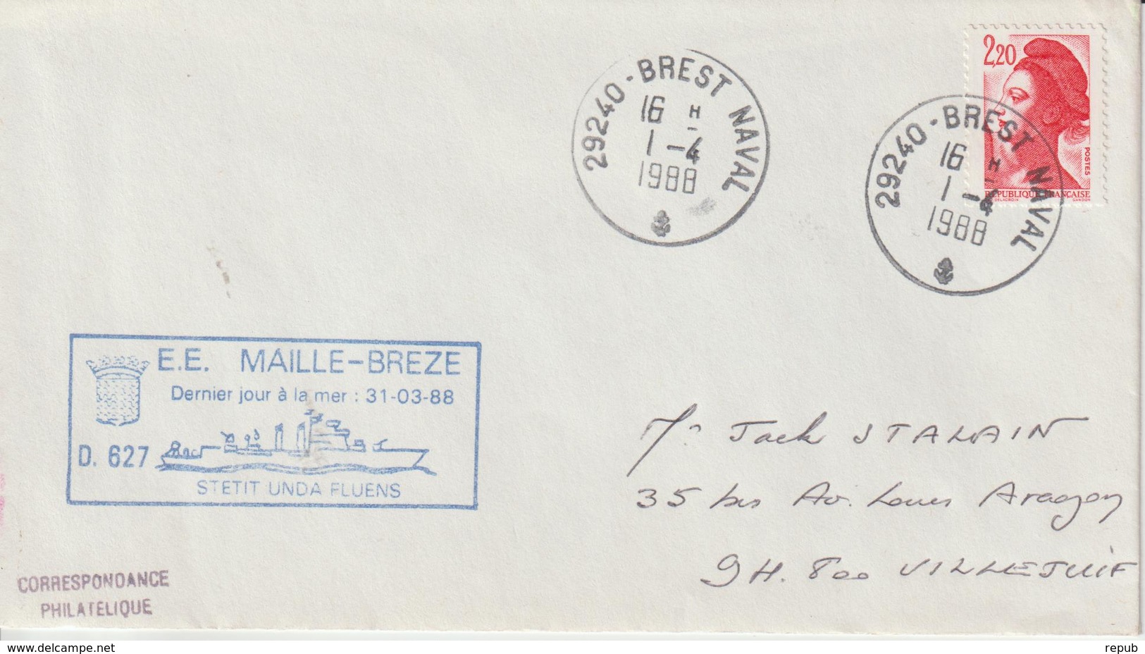France Maille-Breze Brest 1988 - Naval Post