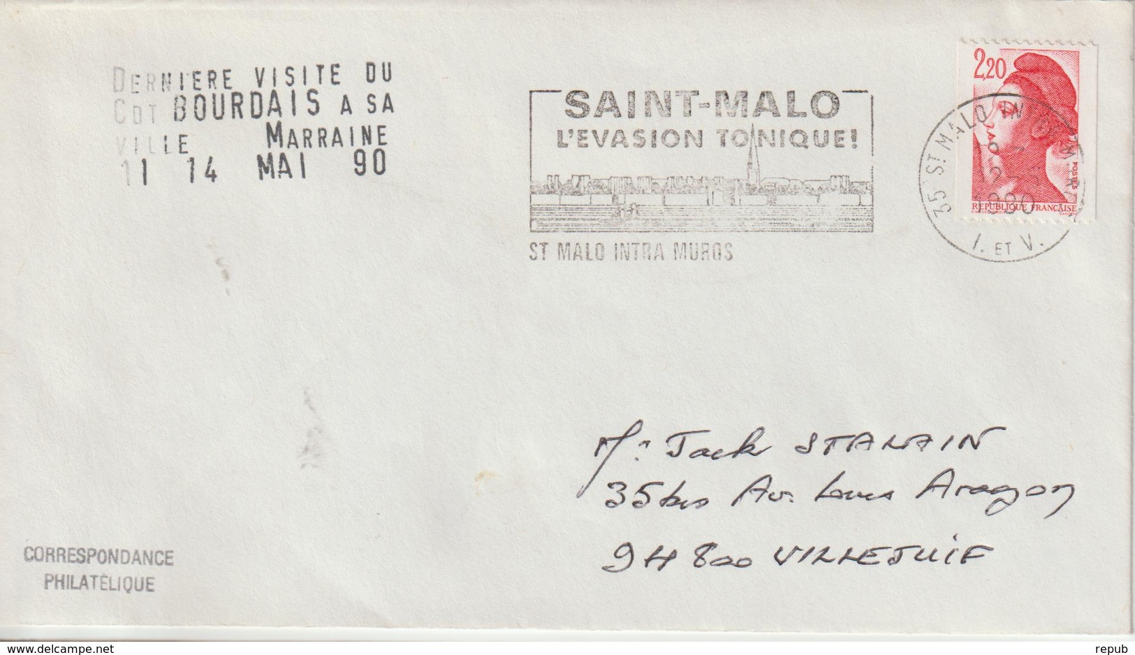 France Cdt Bourdais Saint Malo 1990 - Naval Post