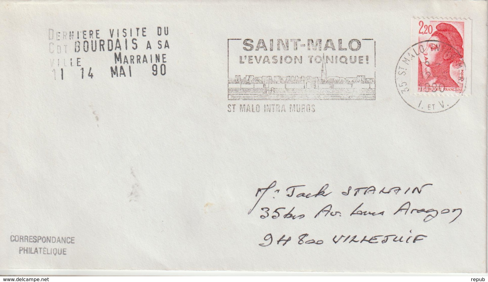 France Cdt Bourdais Saint Malo 1990 - Seepost