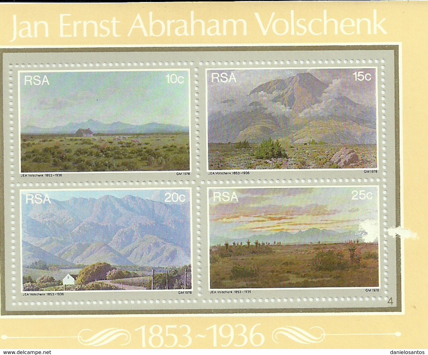 South Africa RSA 1978 Painter Jan Ernst Abraham Volschenk - Landscape Souvenir Sheet MNH Scott 505-508 - South Africa