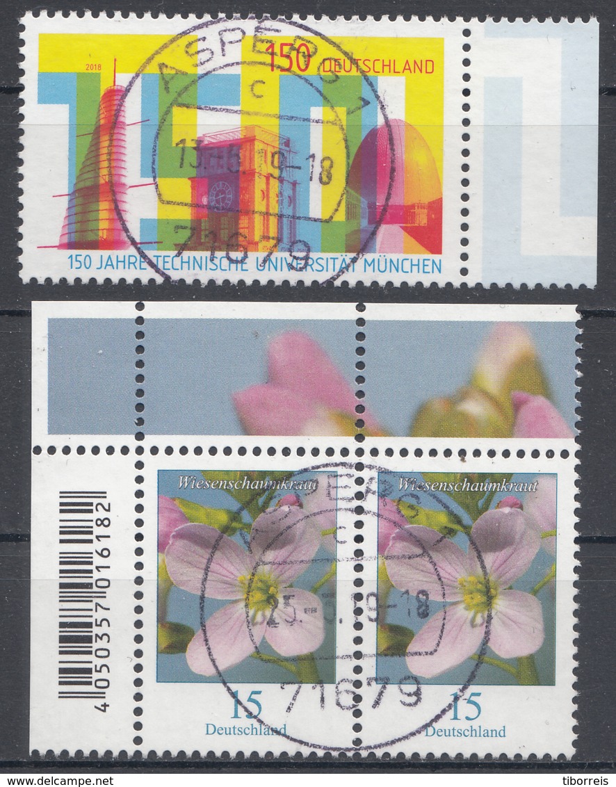 Bund - Neuheiten 2018 Mi. 3374 + 2 Freimarken - Rundgestempelt - Used Stamps