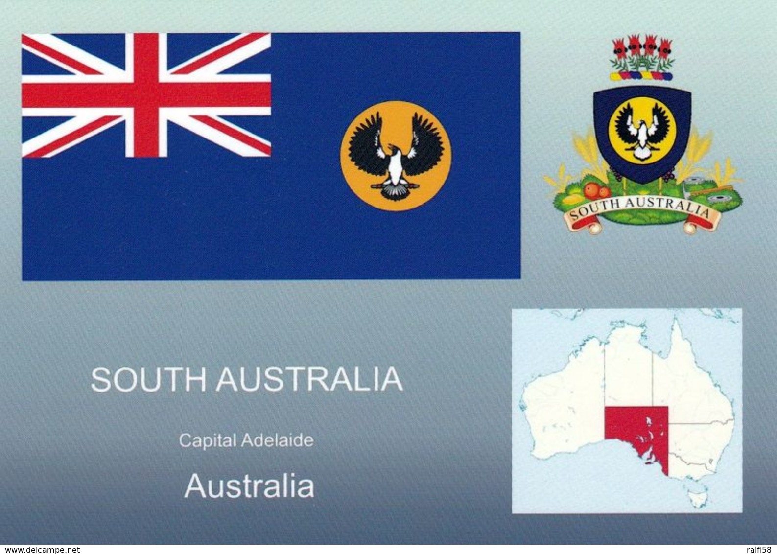 1 AK South Australia * Die Karte Zeigt Die Flagge, Das Wappen Und Die Position Von South Australia In Australien * - Other & Unclassified