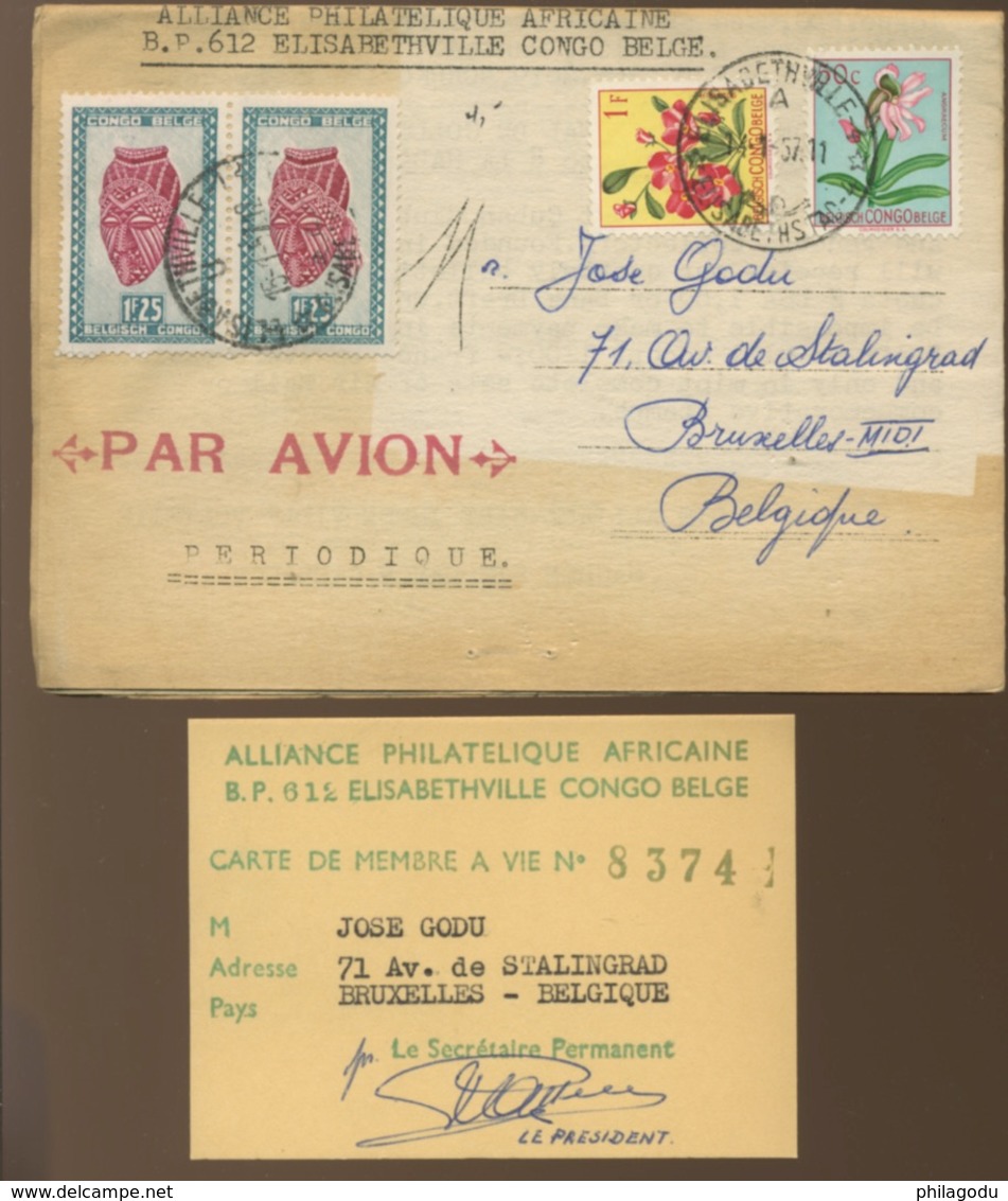 Bulletins Et Carte De Membre De L'Alliance Philatélique Africaine D'Elisabethville - Brieven En Documenten