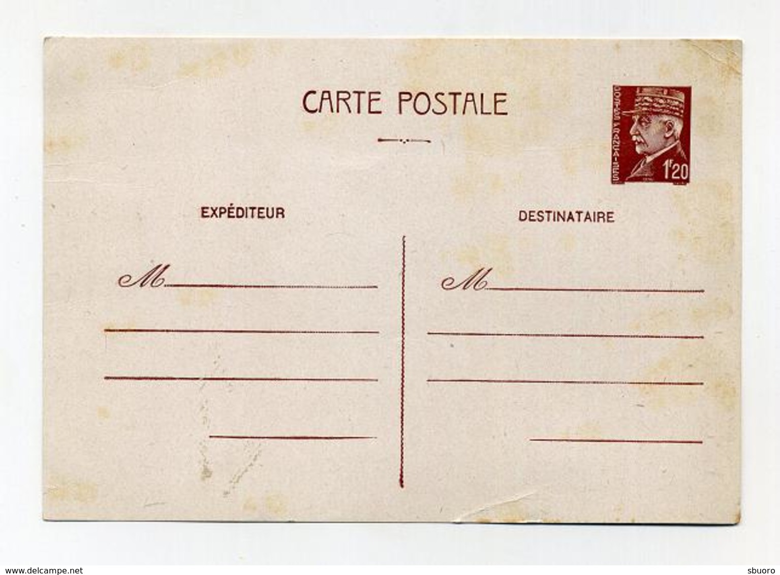 Carte Postale Pré-affranchie Neuve (timbre Imprimé) Maréchal Pétain 1F20 - AK Mit Aufdruck (vor 1995)