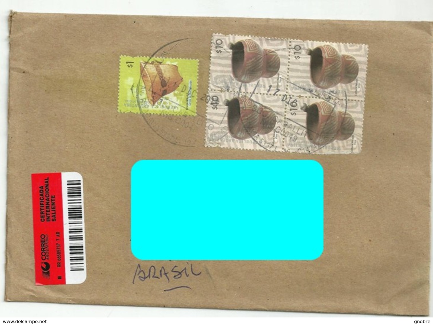 ARGENTINA To Brazil Cover Sent In 2014 With 05 Topical Stamps Registered (GN 0174) - Lettres & Documents