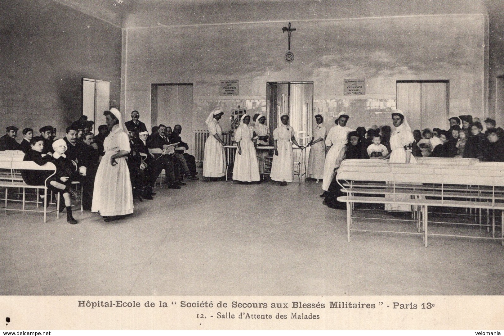 3168 Cpa Paris - Hôpital Ecole De La Société De "secours Aux Blessés Militaires ", Salle D'attente Des Malades - Santé, Hôpitaux