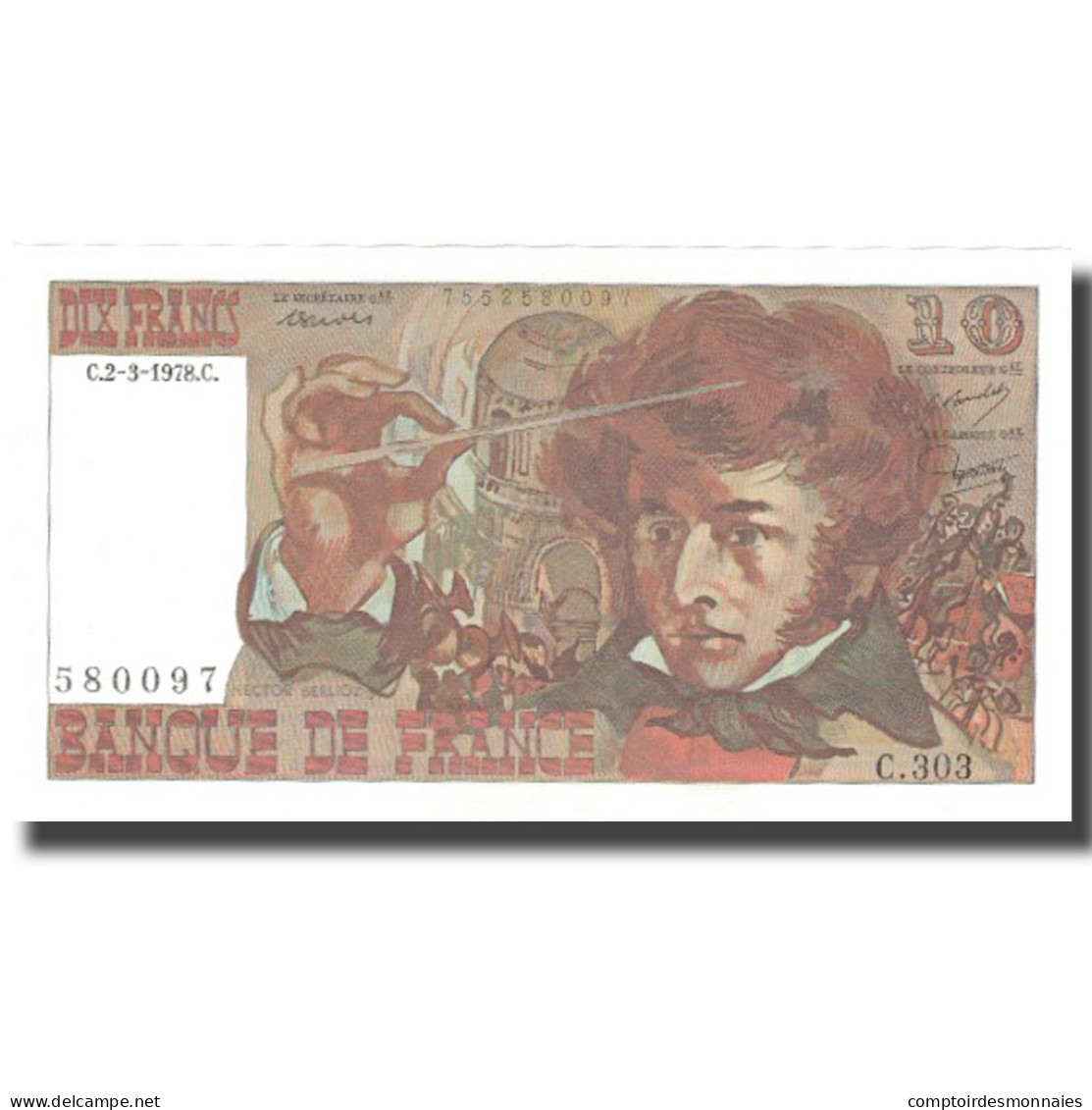 France, 10 Francs, Berlioz, 1977, 1978-03-02, SPL+, Fayette:63.23, KM:150c - 10 F 1972-1978 ''Berlioz''