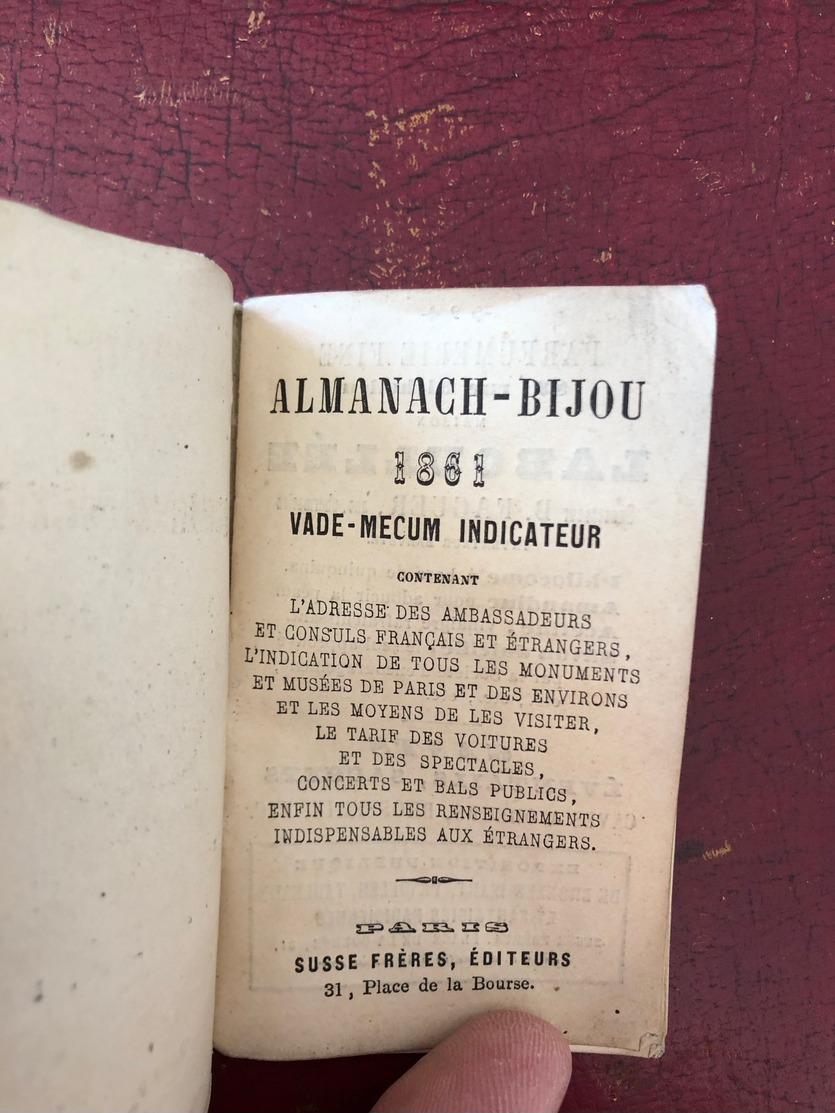 AMANACH-BIJOU 1861 VADE_MECUM Indicateur Contenant Tous Les Renseignements Indispensables Aux étrangers - 1801-1900