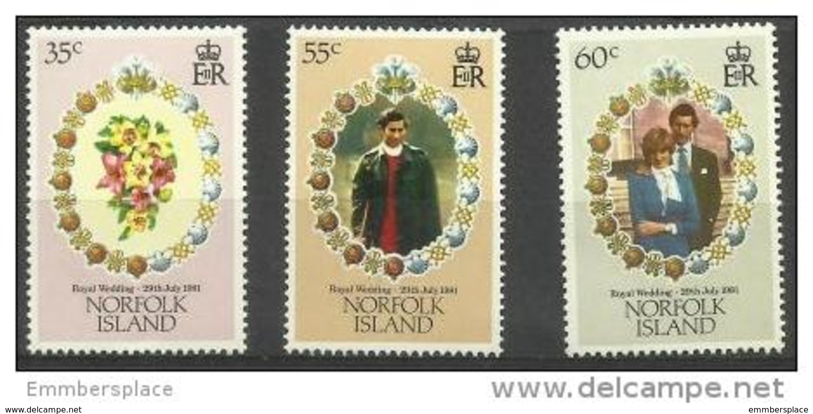 Norfolk Island - 1981 Royal Wedding (Charles & Diana) MNH  **   SG 262-4  Sc 280-2 - Norfolk Island