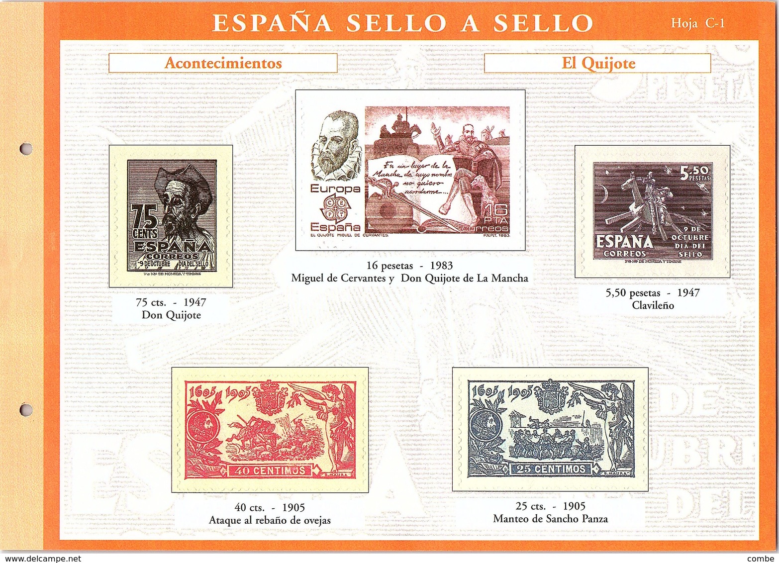 SPAÑA SELLO A SELLO. COLECCIÓN LIMITADA Y NUMERADA. Hoja C-1  ACONTECIMIENTOS - Essais & Réimpressions