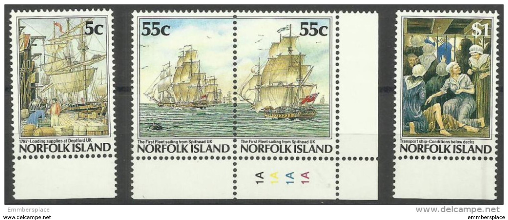 Norfolk Island - 1987 Colonization - First Fleet MNH  **   SG 421-4  Sc 417-20 - Norfolk Island