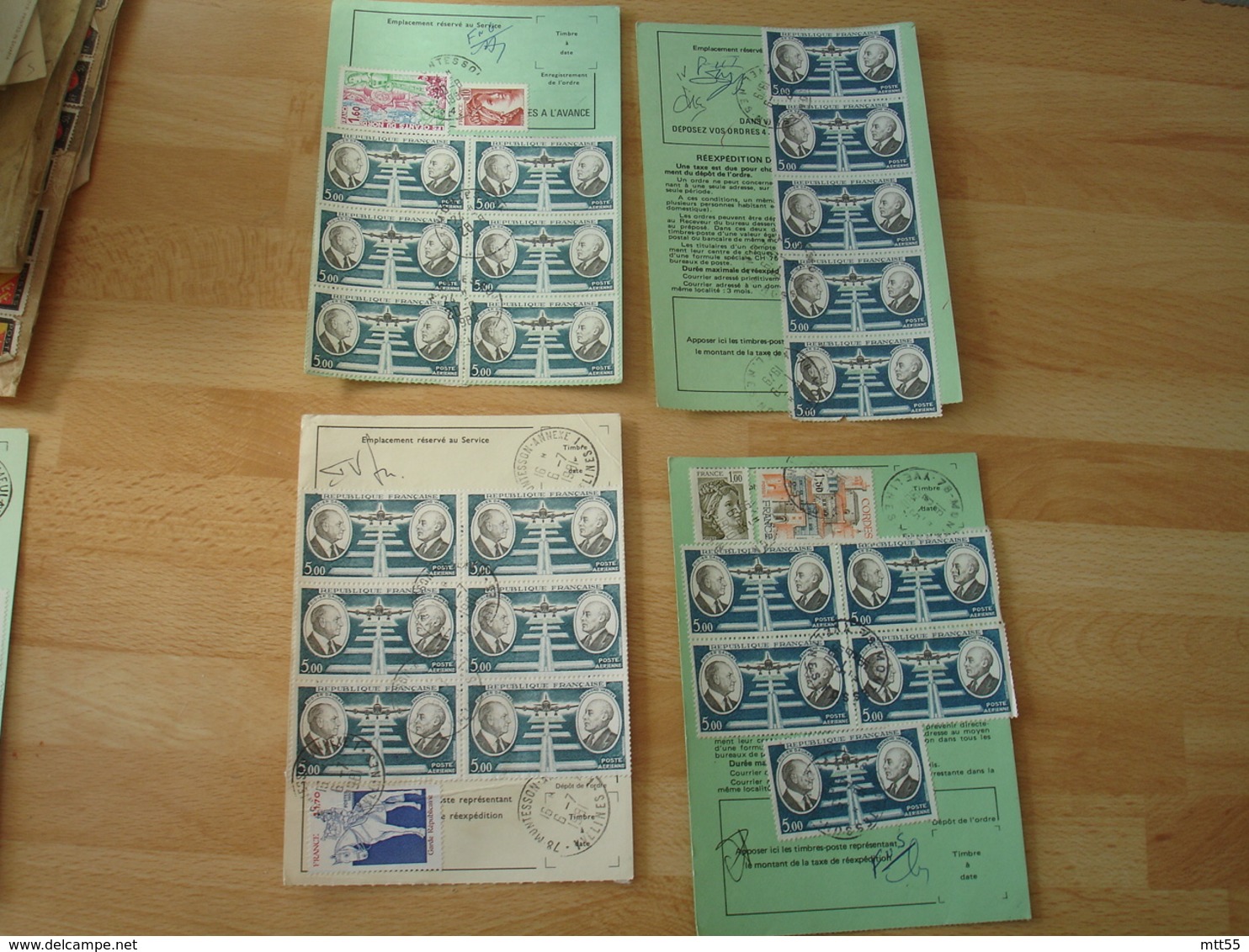 Lot De 5 Avis Reexpedition Timbre Poste Aerienne  5 Franc Gaurat Vanier - 1921-1960: Modern Period