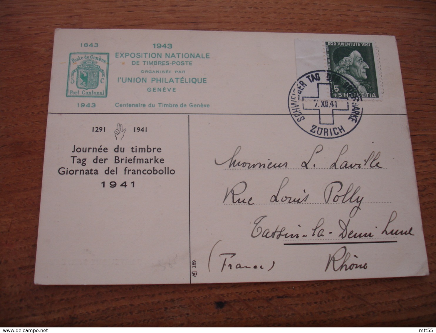 1941 Pro Juventute   Helvetia Journee Timbre Zurich - Maximum Cards