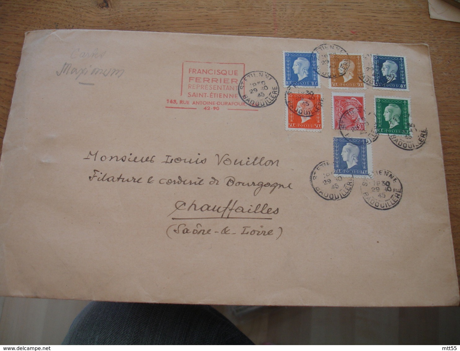 Lot De 2 Lettre  1945  Et 1947 Timbre En Multiples Valeur Diverse De Marianne Dulac - 1921-1960: Modern Period