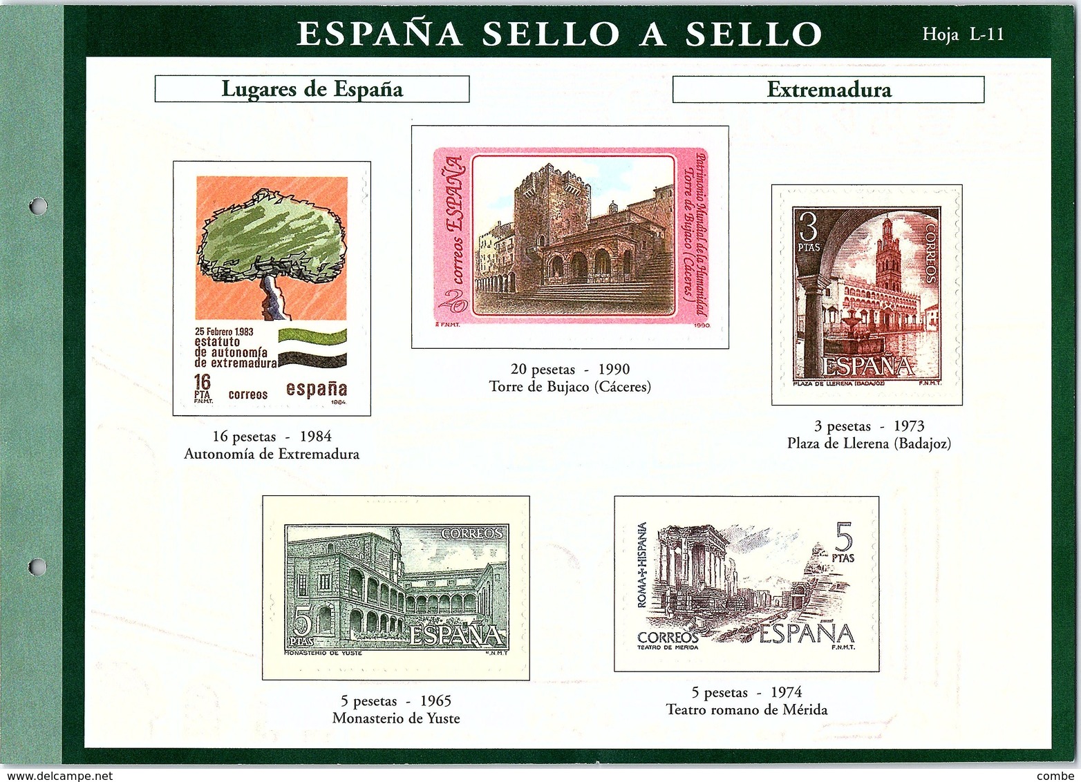 SPAÑA SELLO A SELLO. COLECCIÓN LIMITADA Y NUMERADA. Hoja L-11  LUGARES DE ESPANA EXREMADURA - Essais & Réimpressions