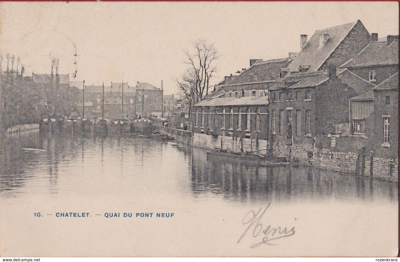 Châtelet Quai Du Pont Neuf HENEGOUWEN Hainaut CPA Rare Binnenschip Peniche Barge Bateau (très Bon Etat) Zeer Goede Staat - Chatelet