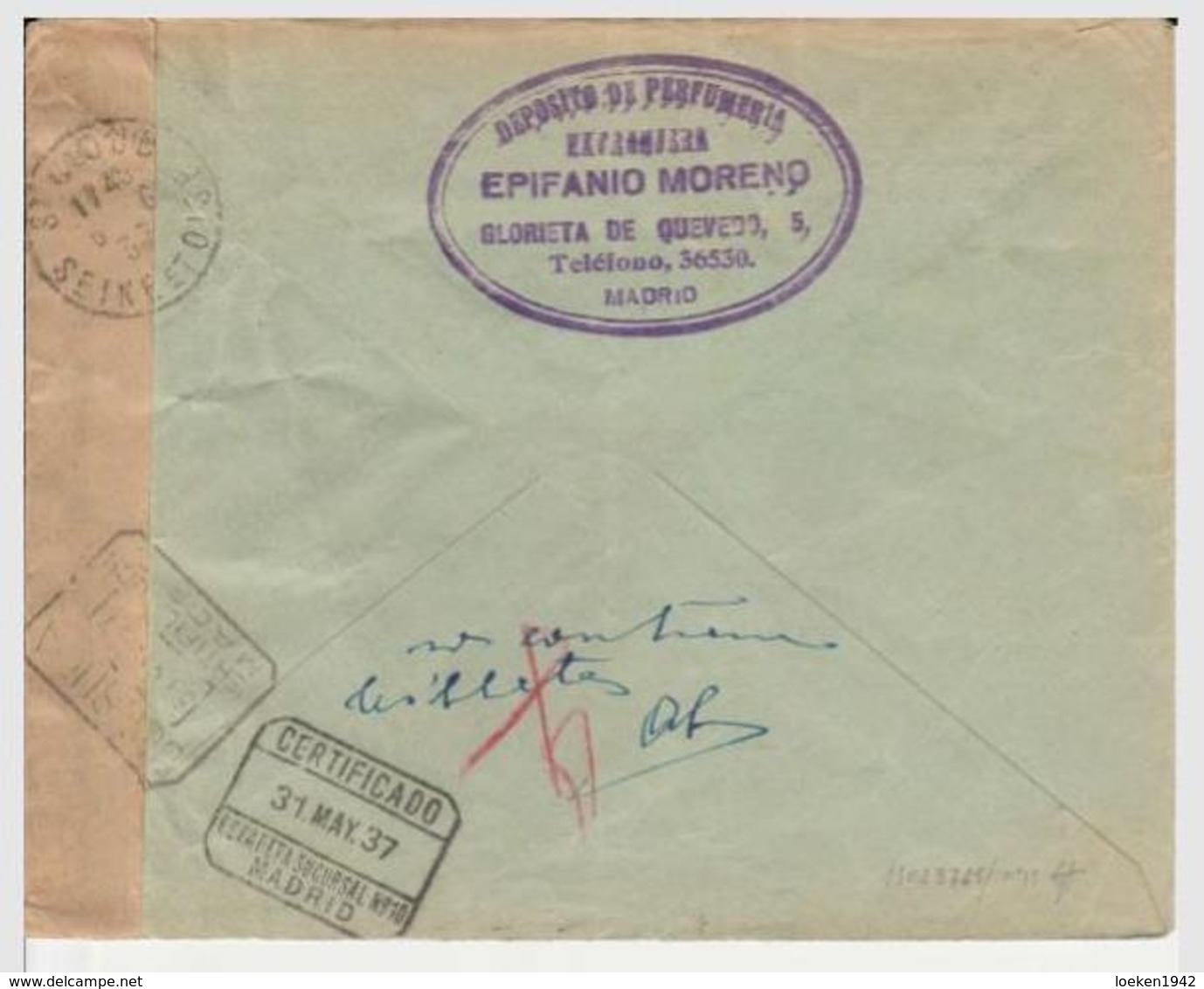 1937 LR De MADRID   à  ST CLOUD   CENSURA MADRID    EL648 - Cartas & Documentos