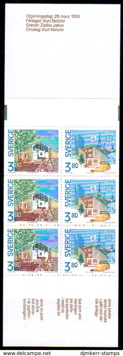 SWEDEN 1990 Europa: Postal Buildings Booklet MNH / **.  Michel MH148 - 1981-..