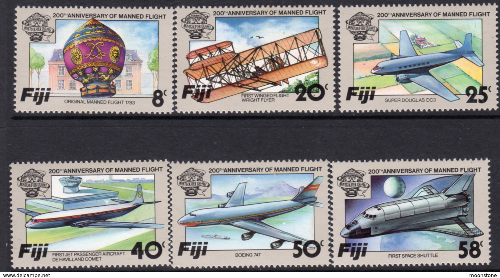 Fiji 1983 Bicentenary Of Manned Flight Set Of 6, MNH, SG 659/64 (BP2) - Fiji (1970-...)