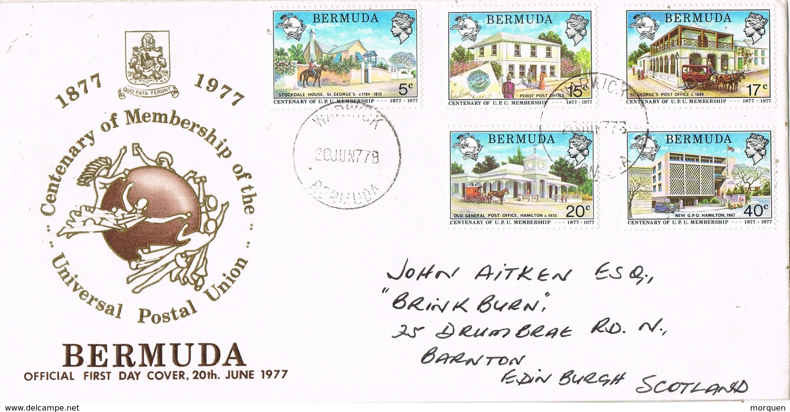 33181. Carta WARWICK (Bermuda) 1978. Centenary U.P.U. Universal Postal Union - Bermudas